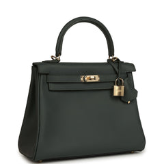 Hermes Kelly Retourne 25 Vert Mangrove Swift Permabrass Hardware