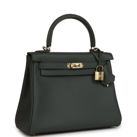 Hermes Kelly Retourne 25 Vert Mangrove Swift Permabrass Hardware