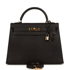 Vintage Hermes Kelly Sellier 32 Chocolat Chevre De Coromandel Gold Hardware