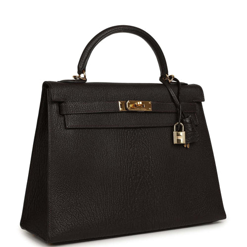 Vintage Hermes Kelly Sellier 32 Chocolat Chevre De Coromandel Gold Hardware
