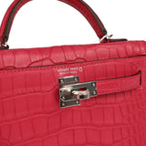 Hermes Kelly Sellier 20 Rose Extreme Matte Alligator Palladium Hardware