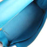 Pre-owned Hermes Kelly Retourne 32 Bleu Zanzibar Evercolor Gold Hardware