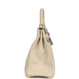 Pre-owned Hermes Kelly Retourne 32 Craie Togo Palladium Hardware
