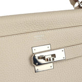 Pre-owned Hermes Kelly Retourne 32 Craie Togo Palladium Hardware