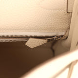 Pre-owned Hermes Kelly Retourne 32 Craie Togo Palladium Hardware