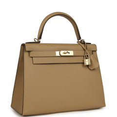 Hermes Kelly Sellier 28 Poussiere Epsom Permabrass Hardware