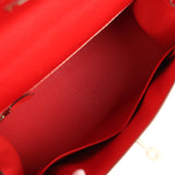 Hermes Special Order (HSS) Kelly Sellier 28 Rouge De Coeur Chevre Mysore Brushed Palladium Hardware