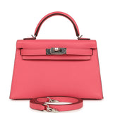 Hermes Kelly Sellier 20 Rose Azalee Epsom Palladium Hardware