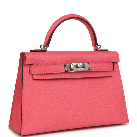 Hermes Kelly Sellier 20 Rose Azalee Epsom Palladium Hardware