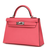 Hermes Kelly Sellier 20 Rose Azalee Epsom Palladium Hardware