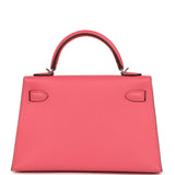 Hermes Kelly Sellier 20 Rose Azalee Epsom Palladium Hardware