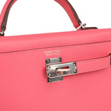 Hermes Kelly Sellier 20 Rose Azalee Epsom Palladium Hardware