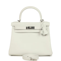 Hermes Kelly Retourne 28 New White Evercolor Palladium Hardware
