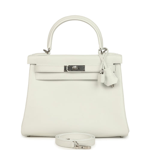 Hermes Kelly Retourne 28 New White Evercolor Palladium Hardware