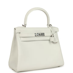 Hermes Kelly Retourne 28 New White Evercolor Palladium Hardware