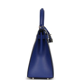 Pre-owned Hermes Kelly Sellier 28 Bleu Electric Tadelakt Palladium Hardware