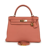 Pre-owned Hermes Kelly Retourne 28 Rosy Togo Gold Hardware - Thumbnail View 1