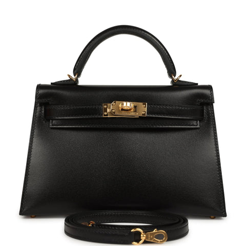 Hermes Kelly Sellier 20 Black Box Gold Hardware