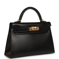 Hermes Kelly Sellier 20 Black Box Gold Hardware
