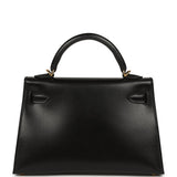 Hermes Kelly Sellier 20 Black Box Gold Hardware