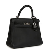 Pre-owned Hermes Kelly Retourne 25 Black Togo and Varanus Lizard Touch Palladium Hardware - Thumbnail View 2