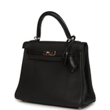 Pre-owned Hermes Kelly Retourne 25 Black Togo and Varanus Lizard Touch Palladium Hardware - Thumbnail View 5