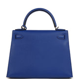 Pre-owned Hermes Kelly Sellier 28 Bleu Royal Verso Epsom Palladium Hardware - Thumbnail View 4