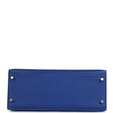Pre-owned Hermes Kelly Sellier 28 Bleu Royal Verso Epsom Palladium Hardware - Thumbnail View 6