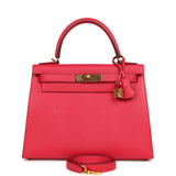 Pre-owned Hermes Kelly Sellier 28 Rose Extreme Epsom Gold Hardware - Thumbnail View 1