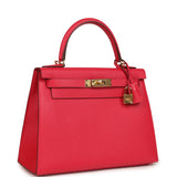 Pre-owned Hermes Kelly Sellier 28 Rose Extreme Epsom Gold Hardware - Thumbnail View 2
