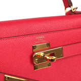 Pre-owned Hermes Kelly Sellier 28 Rose Extreme Epsom Gold Hardware - Thumbnail View 7