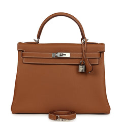 Hermes Kelly Retourne 32 Gold Togo Palladium Hardware