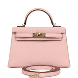 Hermes Special Order (HSS) Kelly Sellier 20 Rose Sakura Verso Chevre Mysore Permabrass Hardware