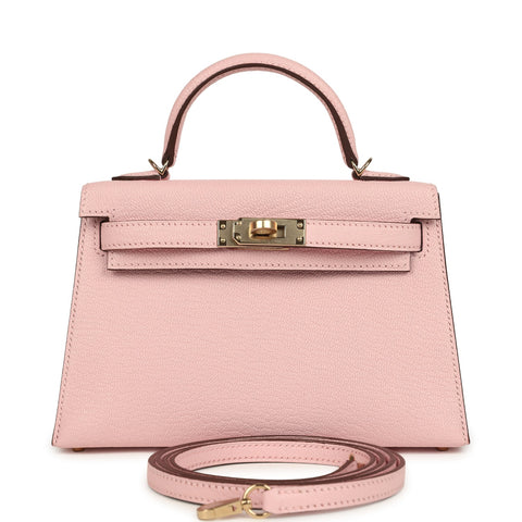 Hermes Special Order (HSS) Kelly Sellier 20 Rose Sakura Verso Chevre Mysore Permabrass Hardware