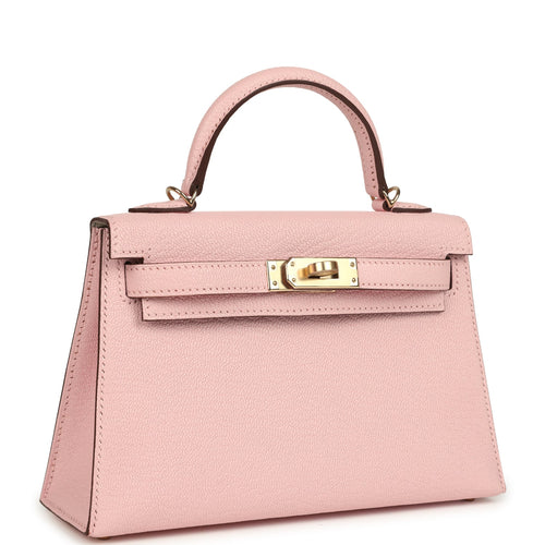 Hermes Special Order (HSS) Kelly Sellier 20 Rose Sakura Verso Chevre Mysore Permabrass Hardware