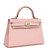 Hermes Special Order (HSS) Kelly Sellier 20 Rose Sakura Verso Chevre Mysore Permabrass Hardware