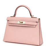 Hermes Special Order (HSS) Kelly Sellier 20 Rose Sakura Verso Chevre Mysore Permabrass Hardware