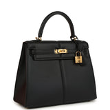Hermes Padded Kelly Sellier 25 Black Swift Gold Hardware - Thumbnail View 2