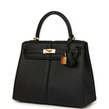 Hermes Padded Kelly Sellier 25 Black Swift Gold Hardware - Thumbnail View 5