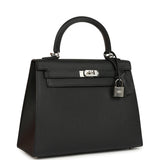 Hermes Kelly Sellier 25 Black Epsom Palladium Hardware - Thumbnail View 2