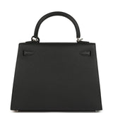 Hermes Kelly Sellier 25 Black Epsom Palladium Hardware - Thumbnail View 4