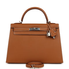 Hermes Kelly Sellier 32 Gold Epsom Palladium Hardware