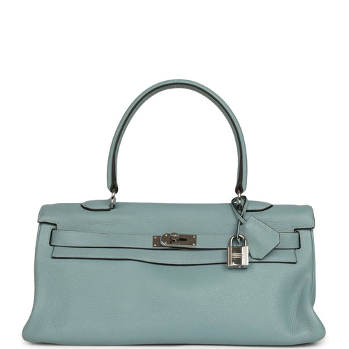 Vintage Hermes Shoulder Kelly 42 JPG Ciel Clemence Palladium Hardware