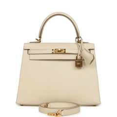 Hermes Kelly Sellier 25 Craie Epsom Gold Hardware