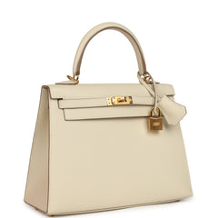 Hermes Kelly Sellier 25 Craie Epsom Gold Hardware