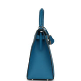 Pre-owned Hermes Kelly Sellier 28 Bleu Izmir Epsom Palladium Hardware - Thumbnail View 3