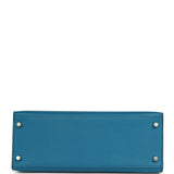 Pre-owned Hermes Kelly Sellier 28 Bleu Izmir Epsom Palladium Hardware - Thumbnail View 6