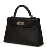 Hermes Kelly Sellier 20 Black Ostrich Palladium Hardware - Thumbnail View 5
