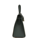 Hermes Kelly Sellier 25 Vert Mangrove and Ecru & Vert Amande Toile H Canvas Palladium Hardware - Thumbnail View 3
