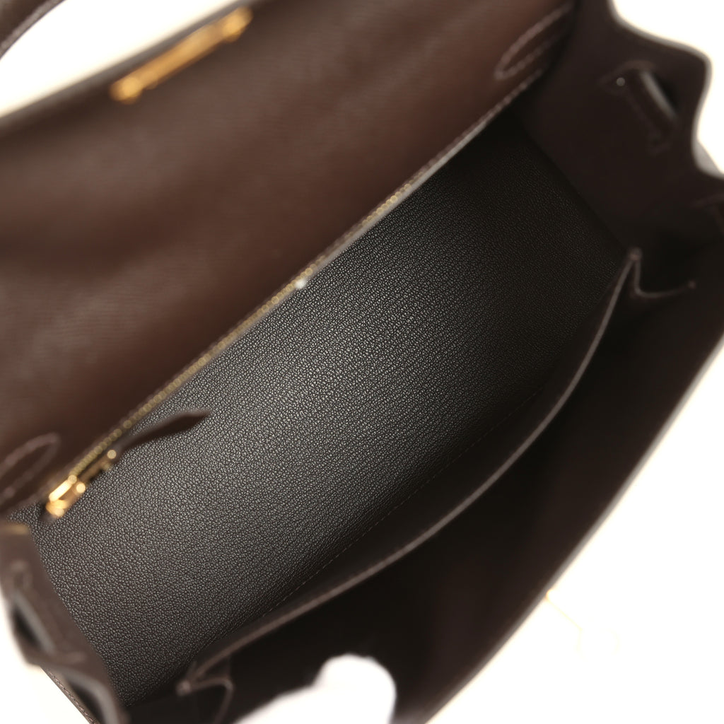 Hermes Kelly Sellier 25 Bai Brun Madame Gold Hardware